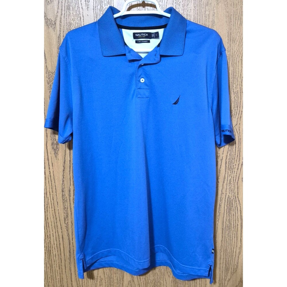 Nautica Men's A Bit Trimmmer Royal Blue Short Sleeve Polo Top T-Shirt Size L